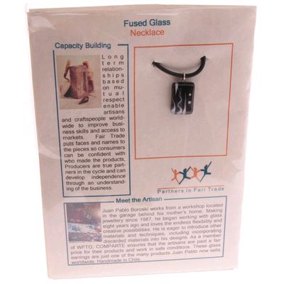 Fair Trade Carded Rectangular Fused Glass Necklace - Black and White » £8.99 - Fair Trade Product
