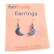 Fair Trade Small Half Moon Earrings - Blue » £5.99 - Fair Trade Product