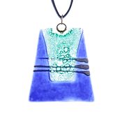 Fair Trade Trapezium Fused Glass Necklace -Dark Blue/Green » £7.99 - Fair Trade Product