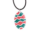 Fair Trade Oval Fused Glass Necklace - Red/Turquoise Waves » £8.50 - Fair Trade Product