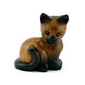 Carved Wooden Sitting Cat