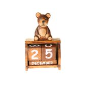 Fair Trade Perpetual Teddy Calendar » £8.99 - Fair Trade Wooden Carvings