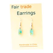 Fair Trade Small Rectangular Fused Glass Earrings - Blue Flower » £5.49 - Fair Trade Product
