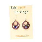 Fair Trade Round Enamel Copper Earrings - Purple Spots » £6.49 - Fair Trade Product