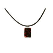 Fair Trade Small Rectangular Fused Glass Necklace - Black and Red » £8.50 - Fair Trade Product