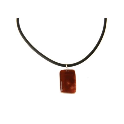 Fair Trade Small Rectangular Fused Glass Necklace - Brown » £8.50 - Fair Trade Product