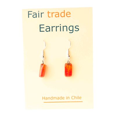 Fair Trade Small Rectangular Fused Glass Earrings - Red » £5.49 - Fair Trade Product
