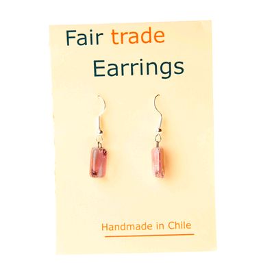 Fair Trade Small Rectangular Fused Glass Earrings - Mauve » £5.49 - Fair Trade Product
