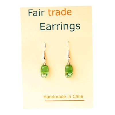 Fair Trade Small Rectangular Fused Glass Earrings - Green » £5.49 - Fair Trade Product