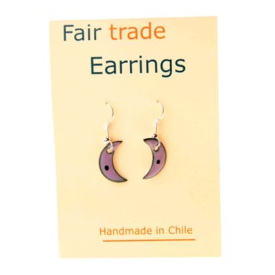 Fair Trade Small Half Moon Earrings - Mauve » £5.99 - Fair Trade Product