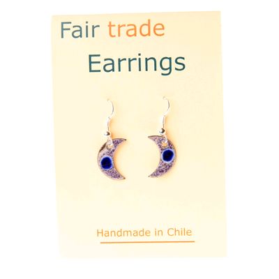 Fair Trade Small Half Moon Earrings - Purple » £5.99 - Fair Trade Product