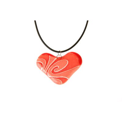 Fair Trade Heart Fused Glass Necklace - Pink Swirl » £8.99 - Fair Trade Product