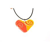 Fair Trade Heart Fused Glass Necklace - Orange Swirl » £8.99 - Fair Trade Product