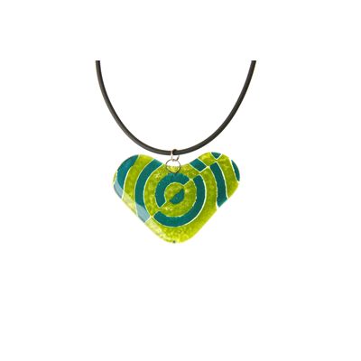 Fair Trade Heart Fused Glass Necklace - Lime/Jade » £8.99 - Fair Trade Product