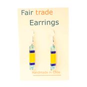Fair Trade Large Rectangular Fused Glass Earrings - Blue Stripe » £5.99 - Fair Trade Product